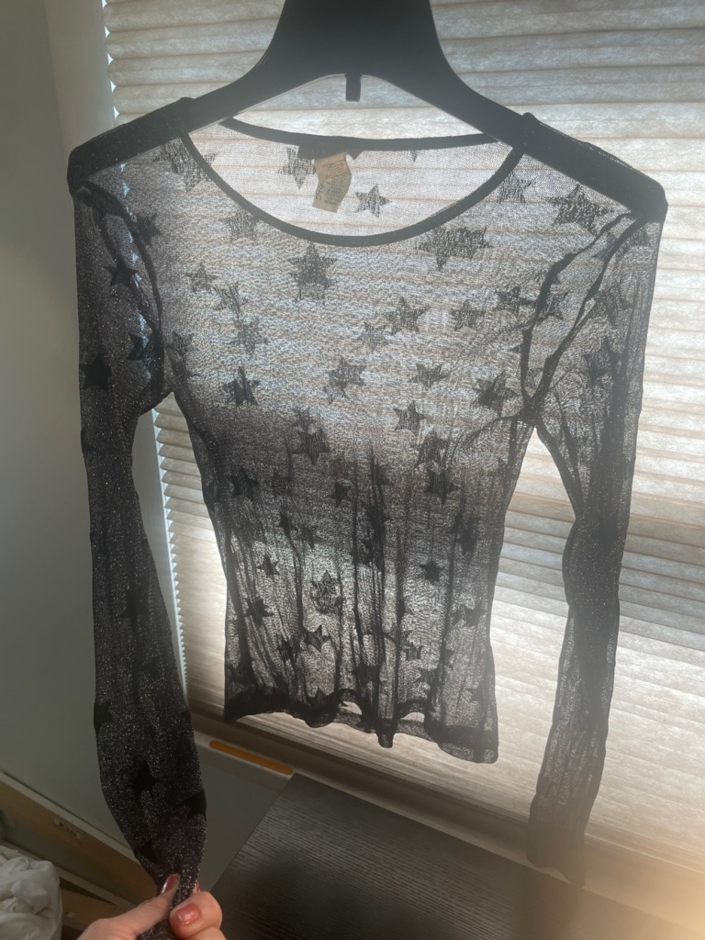 Glitter see through shirt with Black stars